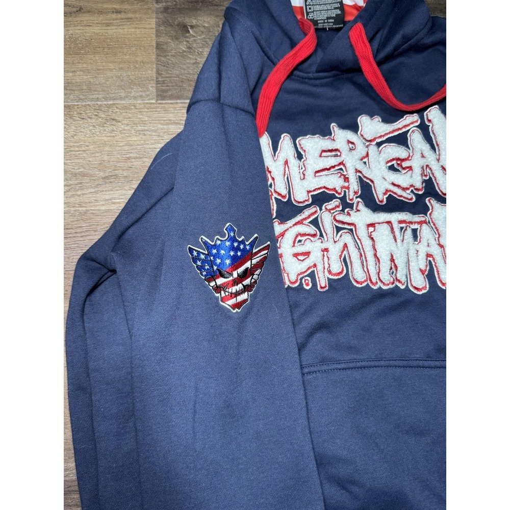 WWE Cody Rhodes American Nightmare Hoodie Navy Blue Patriotic Mens Large - Picture 7 of 8